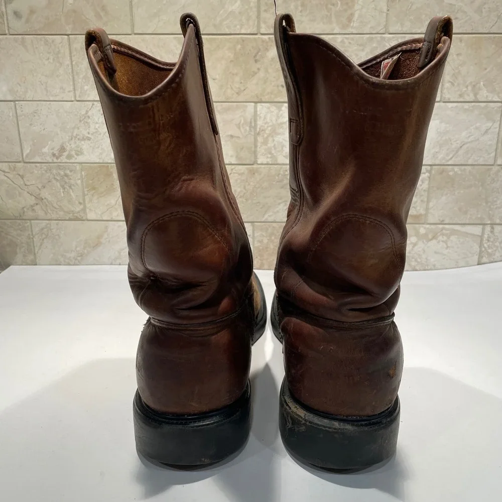 Red Wing Pecos Shoes Men's Brown Leather Pull On Work Boots USA‎ Made Size 10.5 - Picture 7 of 12